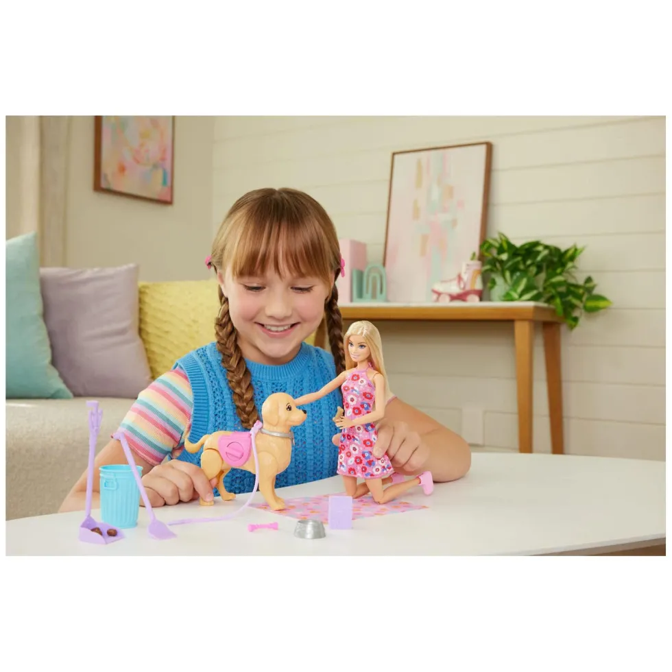 Barbie Walk And Potty nukke ja koira leikkisetti