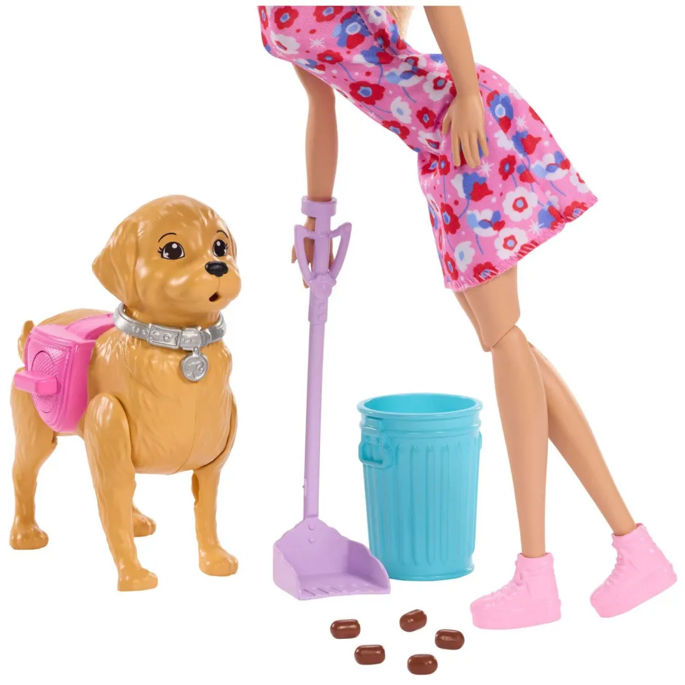 Barbie Walk And Potty nukke ja koira leikkisetti
