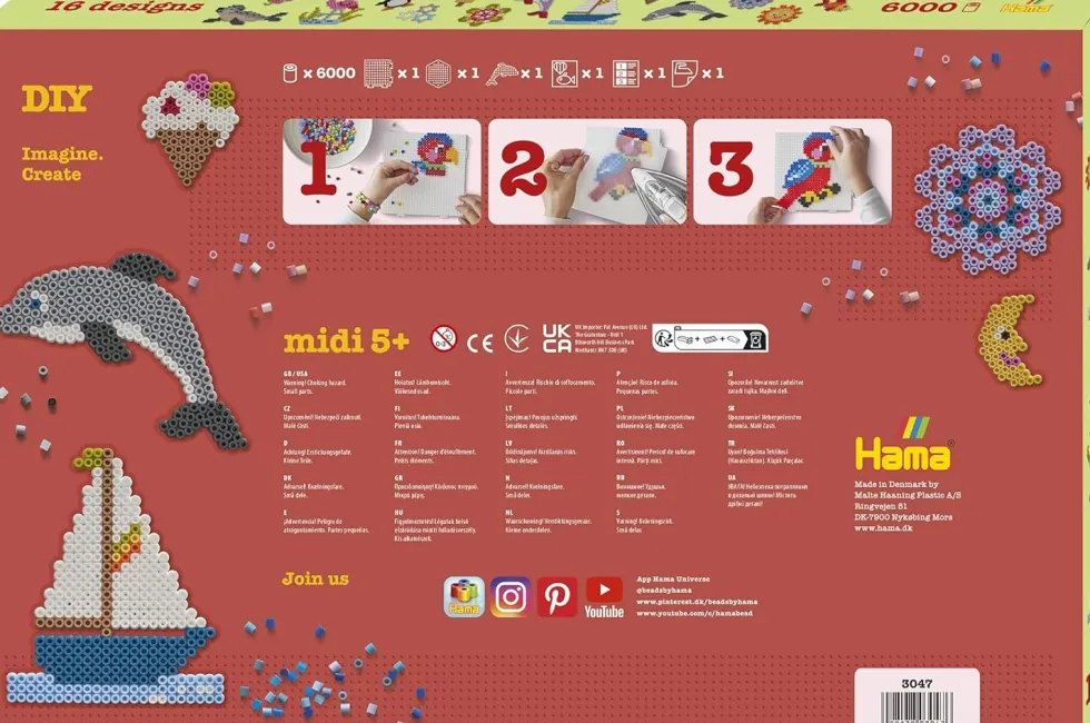 Hama helmi Midi Jätti 6000 kpl helmi askartelu pakkaus