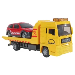 Hinausauto kippimekanismilla ja henkilöauto