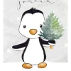 Joulukortti Henna Adel - Pingu ja pieni kuusi