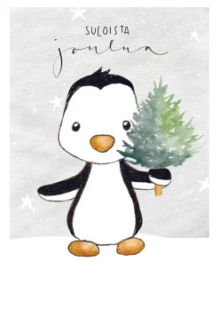 Joulukortti Henna Adel - Pingu ja pieni kuusi