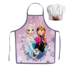 Lasten Frozen Elsa ja Anna leivonta essu ja kokkihattu