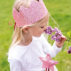 Lasten glitter kruunu ja taikasauva - pinkki