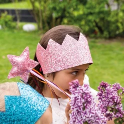 Lasten glitter kruunu ja taikasauva - pinkki