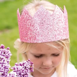 Lasten glitter kruunu ja taikasauva - pinkki