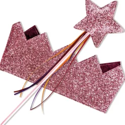 Lasten glitter kruunu ja taikasauva - pinkki
