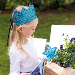 Lasten glitter kruunu ja taikasauva - sininen