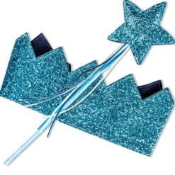 Lasten glitter kruunu ja taikasauva - sininen