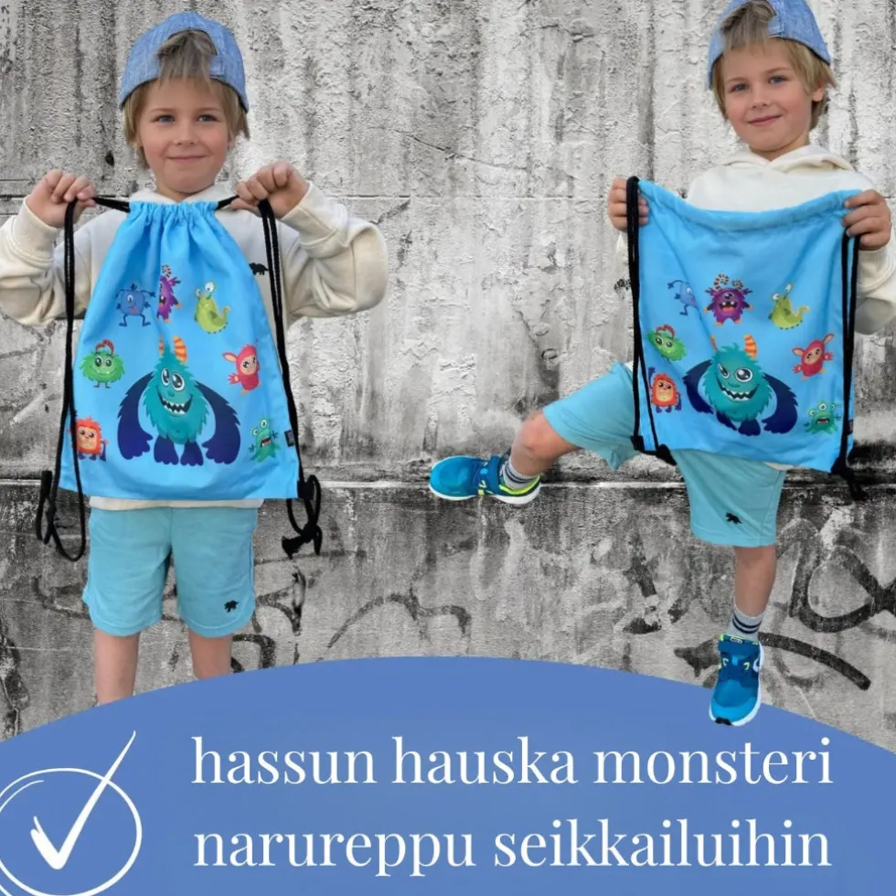 Lasten jumppakassi / narureppu - iloiset monsterit