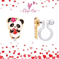 Lasten korvakorut Clip On - Panda Love
