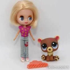Littlest Petshop Blythe nukke B7 ja Nalle #1854