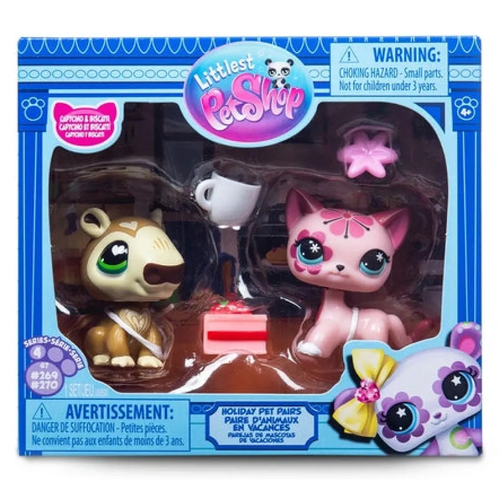 Littlest Pet Shop G7 Holiday Pet Pair, Capybara #269 ja Kissa #270
