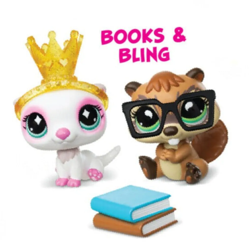 Littlest Pet Shop G7 S5 Books & Bling Pet Pair, Majava #417 ja Saukko #418