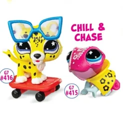 Littlest Pet Shop G7 S5 Chill & Chase Pet Pair, Kameleontti #415 ja Leopardi #416