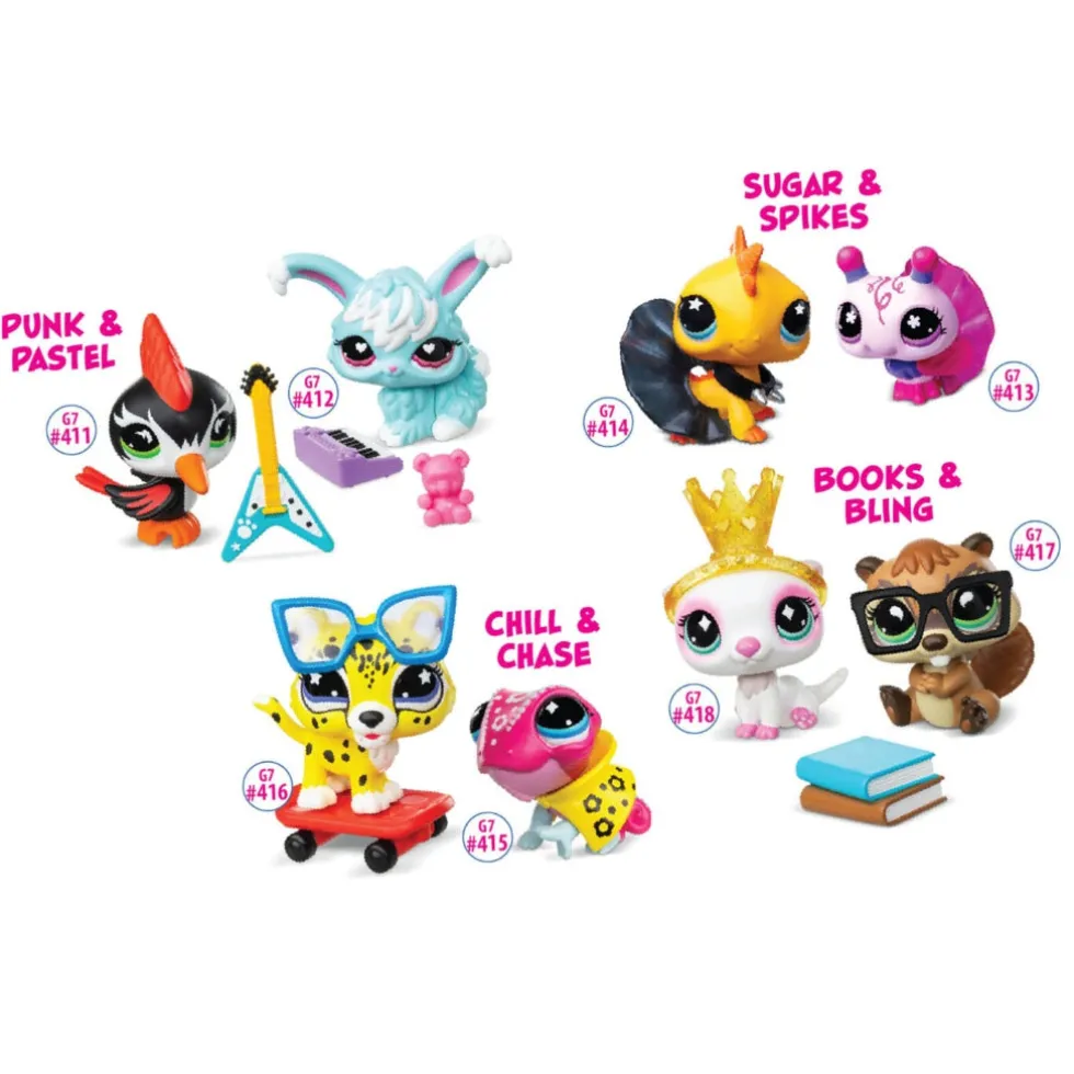 Littlest Pet Shop G7 S5 Punk & Pastel Pet Pair, Tikka #411 ja Pupu #412