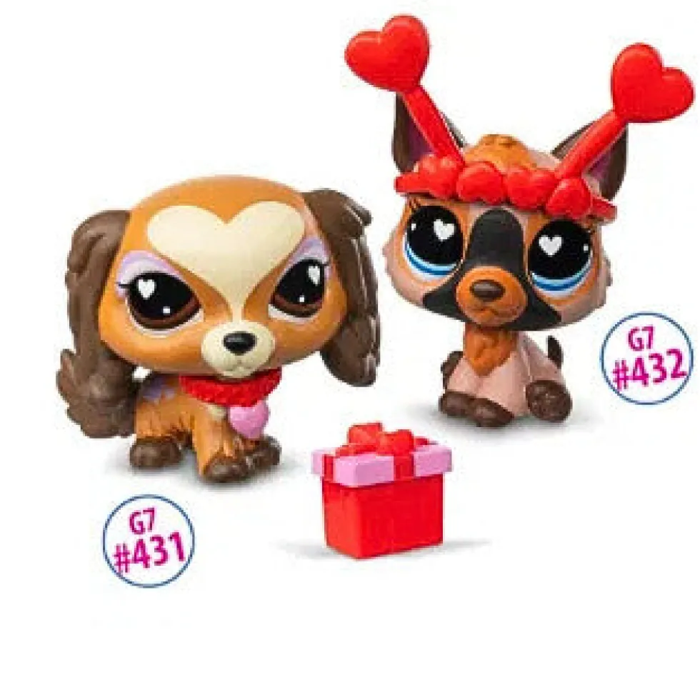 Littlest Pet Shop G7 S5 Valentines Pet Pair, Spanieli #431 ja Saksanpaimenkoira #432
