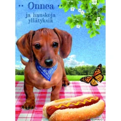 Onnittelukortti Mäyräkoira "Hot Dog"