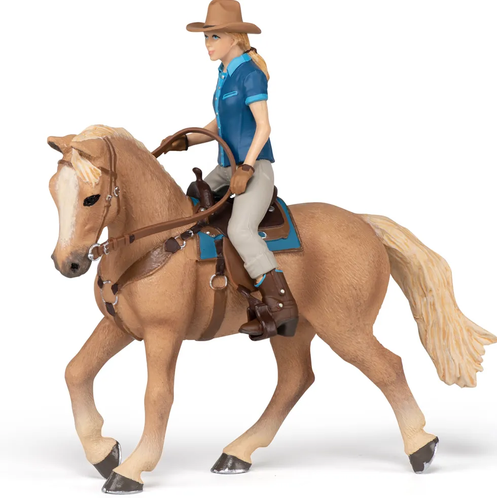 Papo 51566 Cowgirl Lännenratsastaja ja hevonen