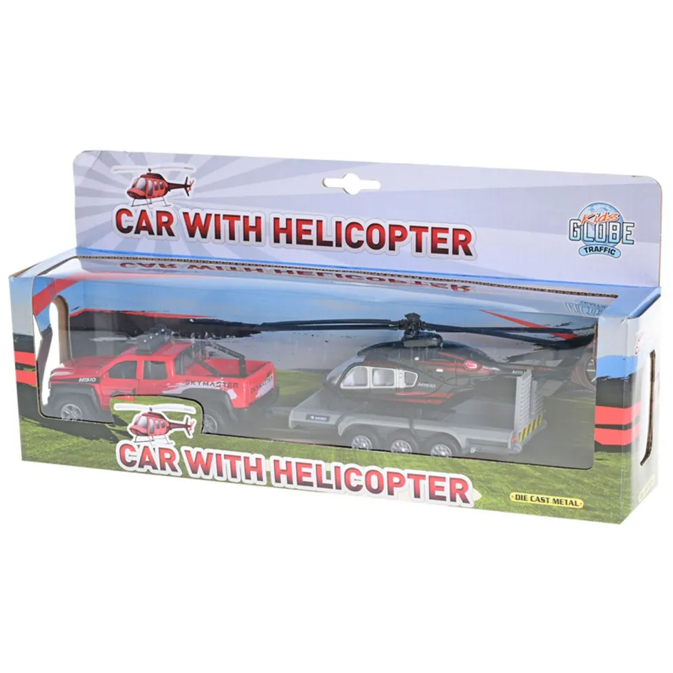 Pick-Up Maastoauto perävaunulla + Helikopteri