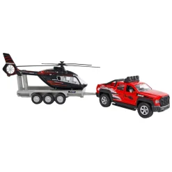 Pick-Up Maastoauto perävaunulla + Helikopteri