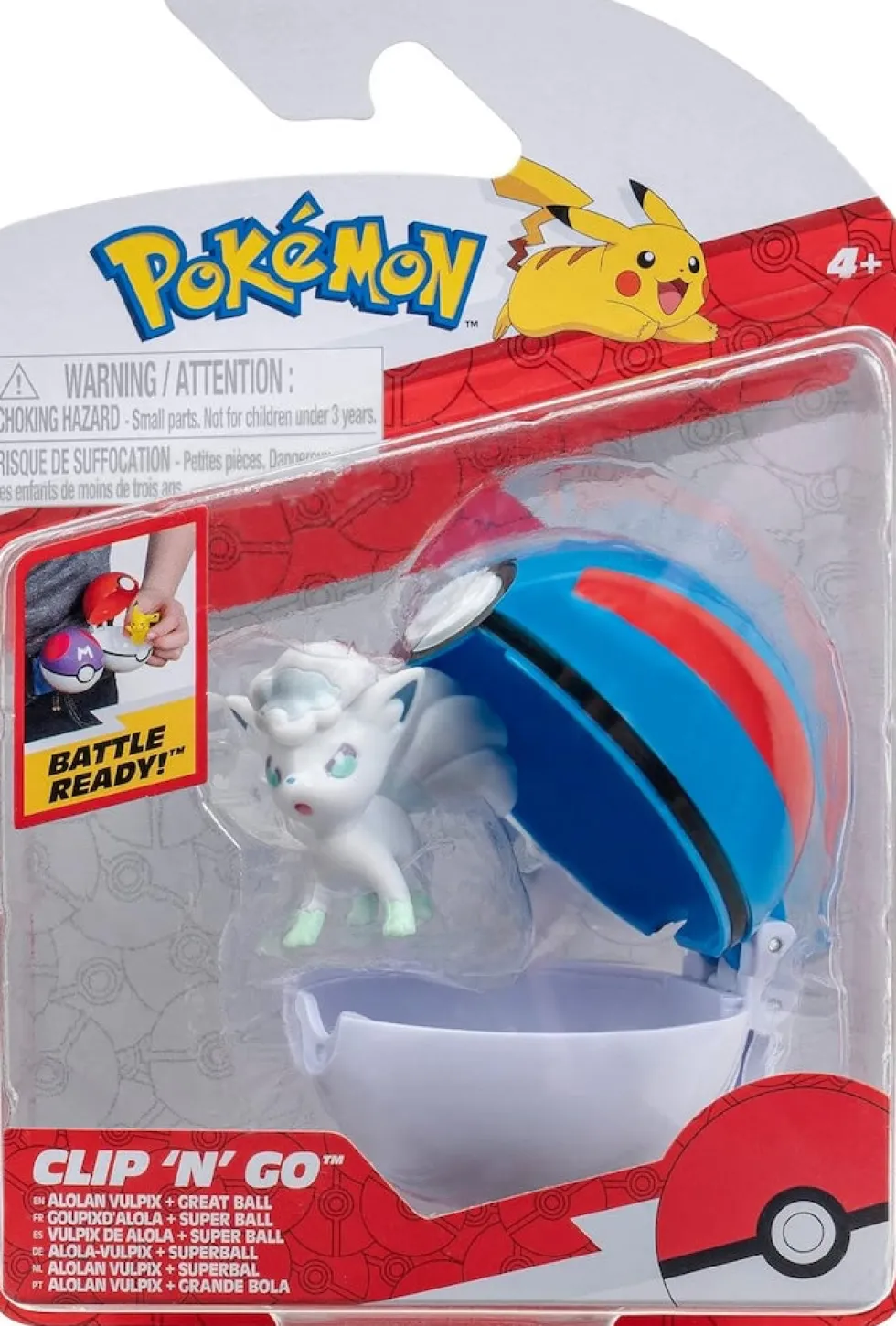 Pokemon Alolan Vulpix figuuri ja Clip'n' Go - poke pallo