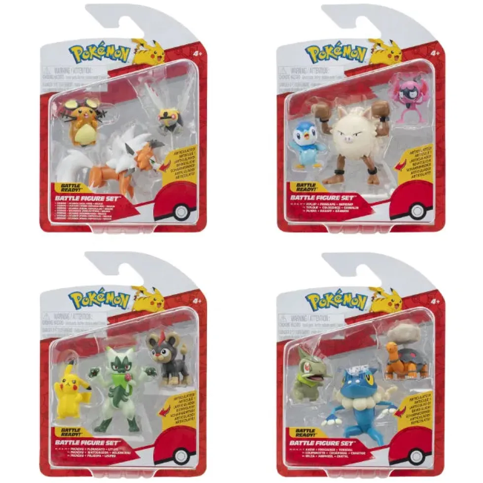 Pokemon Battle figuuri 3-Pack - Axew, Frogadier, Torkoal
