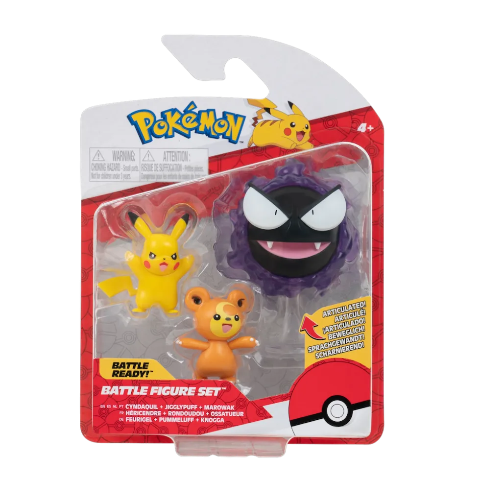 Pokemon Battle figuuri 3-Pack - Pikachu + Teddiursa + Gastly