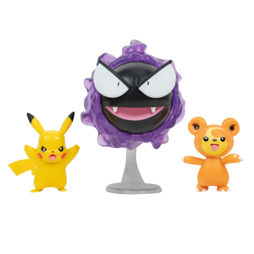 Pokemon Battle figuuri 3-Pack - Pikachu + Teddiursa + Gastly