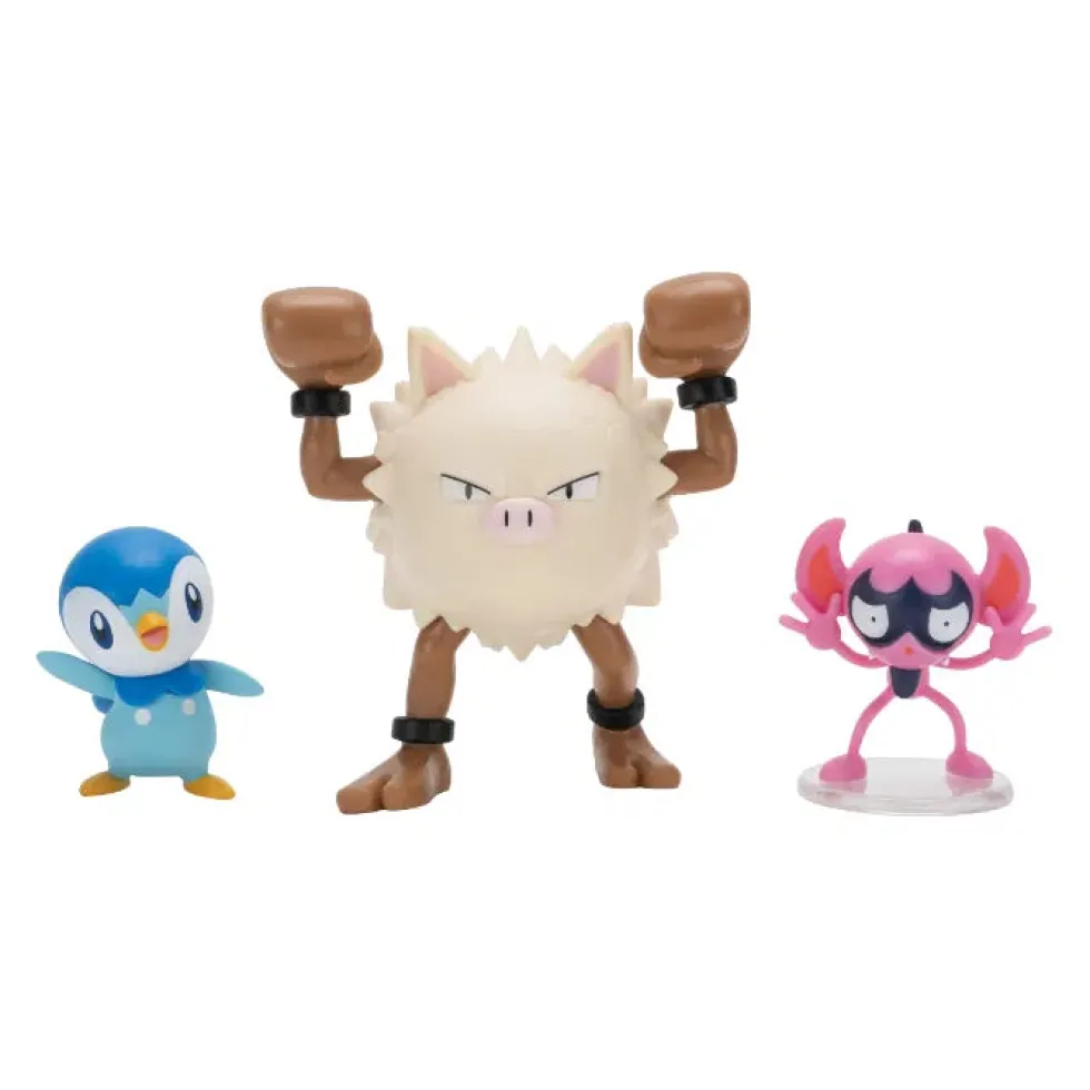 Pokemon Battle figuuri 3-Pack - Piplup, Primeape, Impidimp
