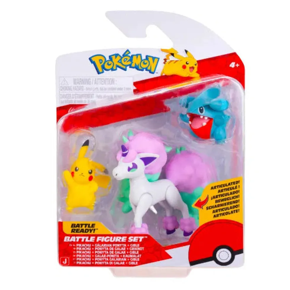 Pokemon Battle figuuri 3-Pack - Ponyta, Pikachu, Gible