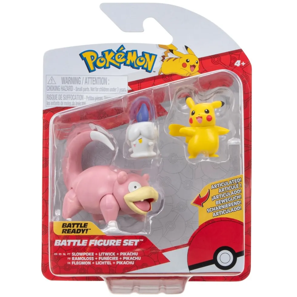 Pokemon Battle figuuri 3-Pack - Slowpoke + Litwick + Pikachu