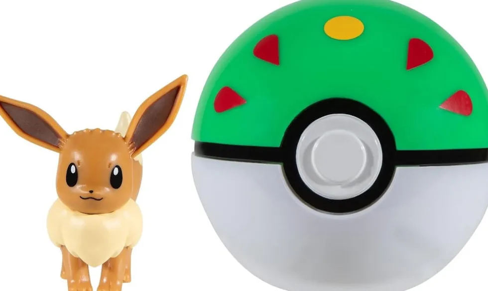 Pokemon Eevee figuuri ja Clip'n' Go - poke pallo