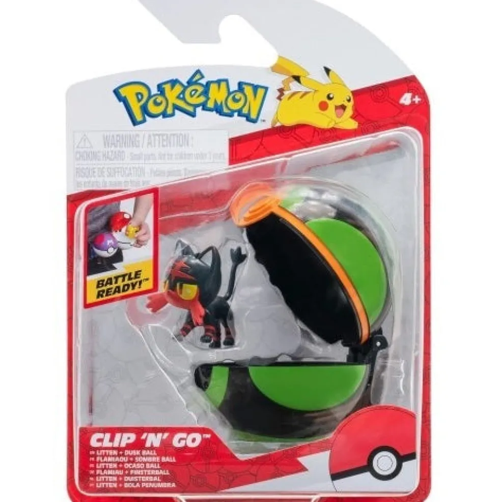 Pokemon Litten figuuri ja Clip'n' Go - poke pallo