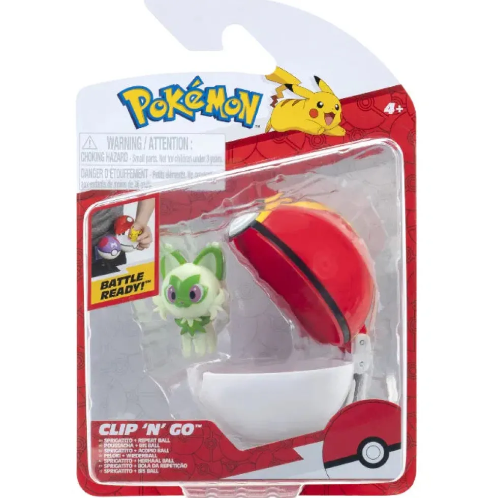 Pokemon Sprigatito figuuri ja Clip'n' Go - poke pallo