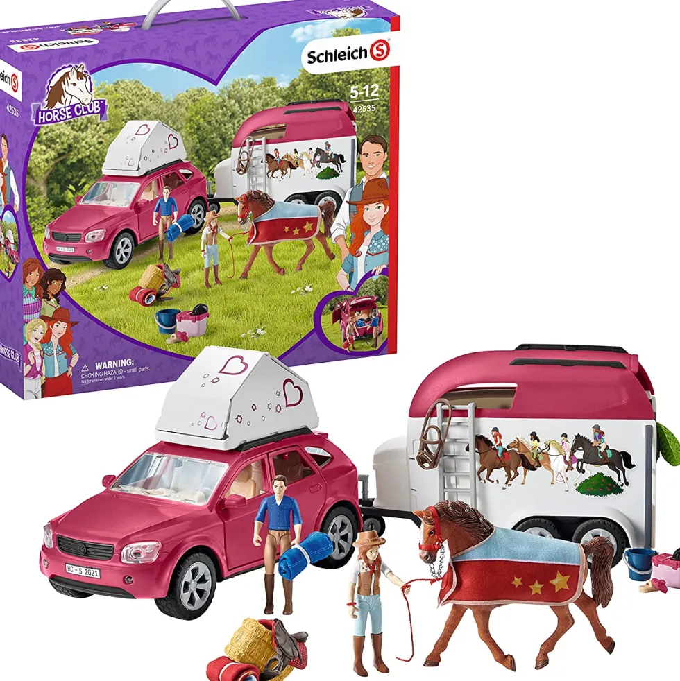 Schleich 42535 Auto ja hevos traileri teltalla