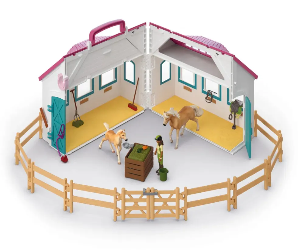 Schleich 42703 avautuva Hevostalli Little Horseshoe