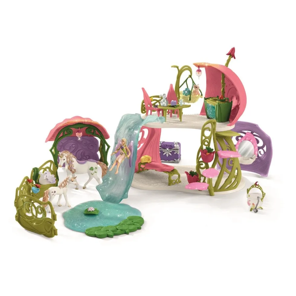 Schleich 42445 Kimaltava kukkaistalo, yksisarviset, järvi ja talli