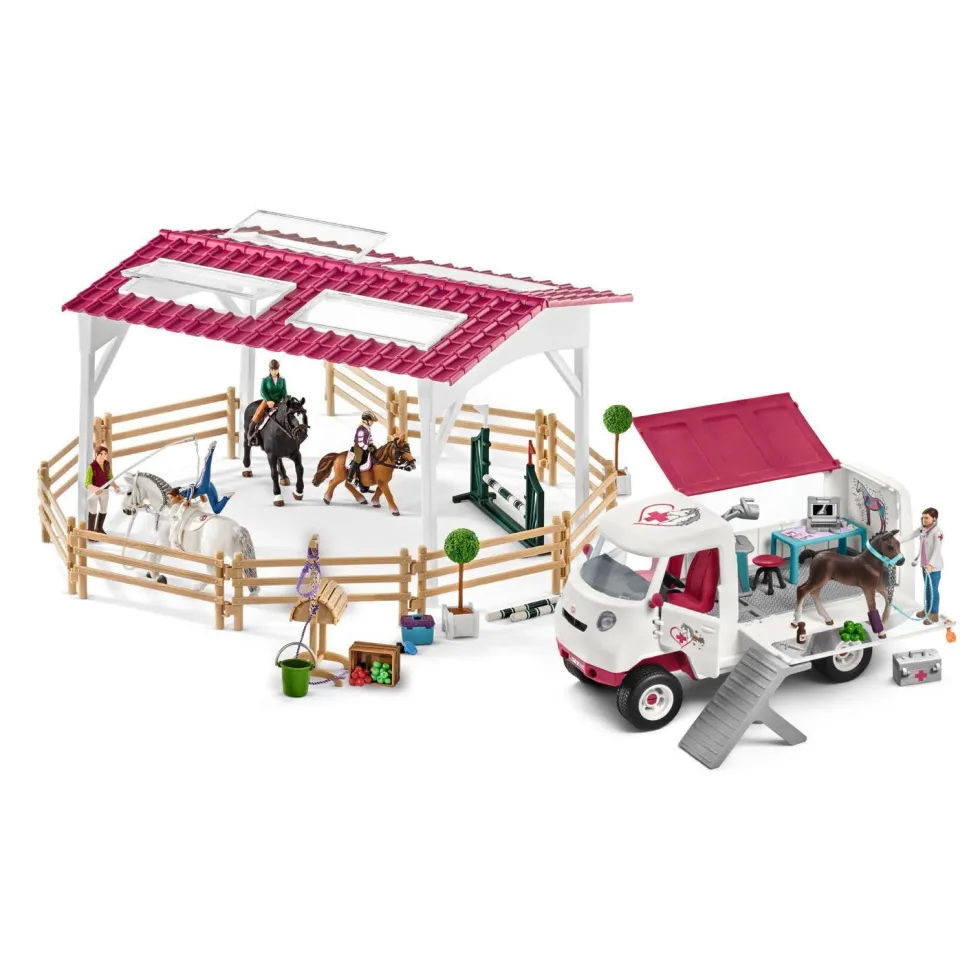 Schleich 72121 Ratsastuskoulu ja eläinlääkäri auto