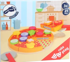 Small Foot puinen Pizza leikkiruoka setti