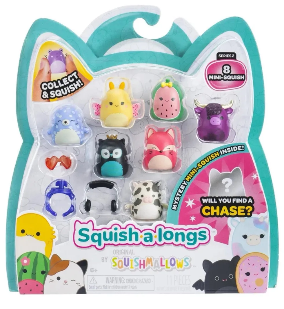 Squish-a-longs 2,5cm hahmo 8kpl pakkaus