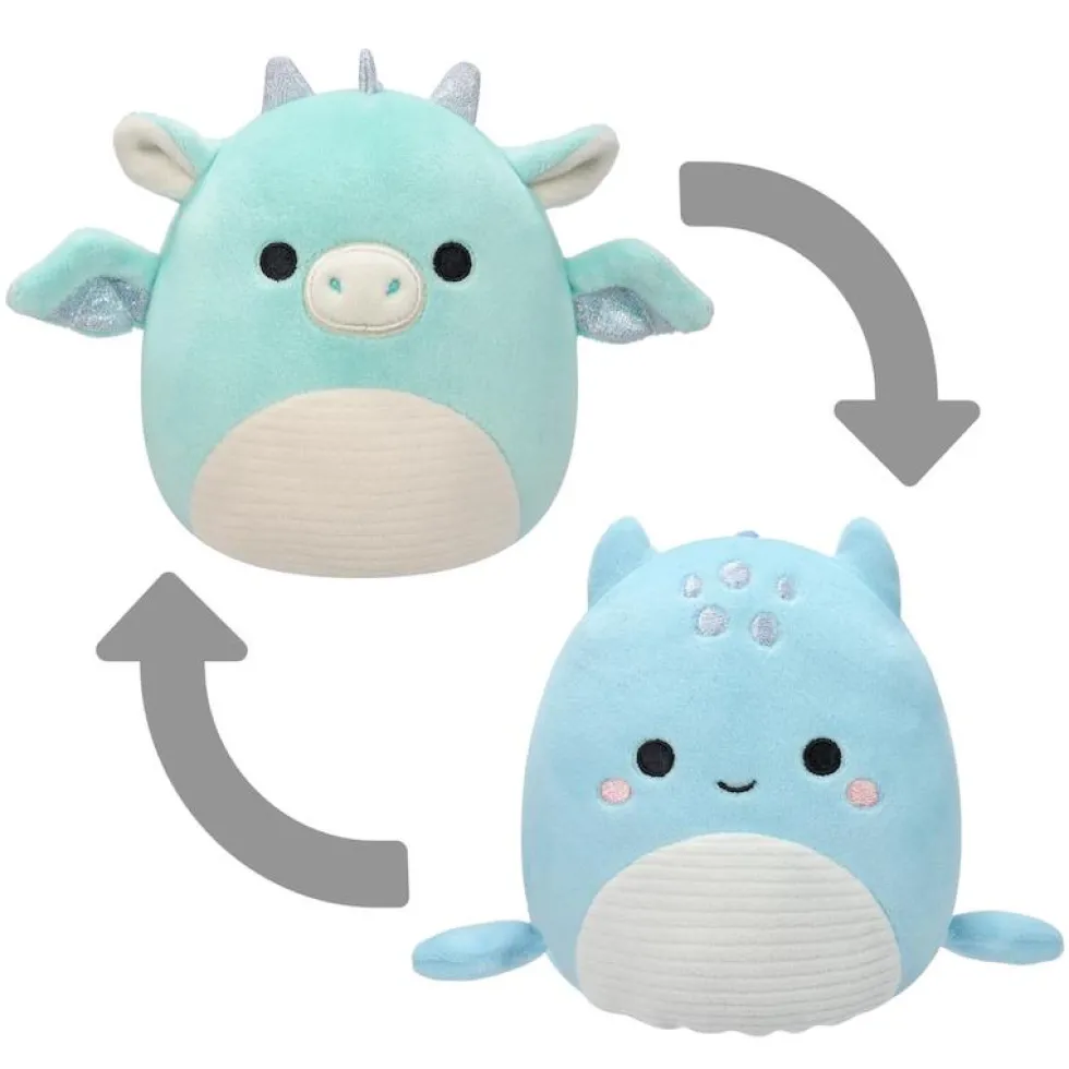 Squishmallows Flip a Mallows lohikäärme & loch ness hirviö käännettävä -pehmolelu 13cm