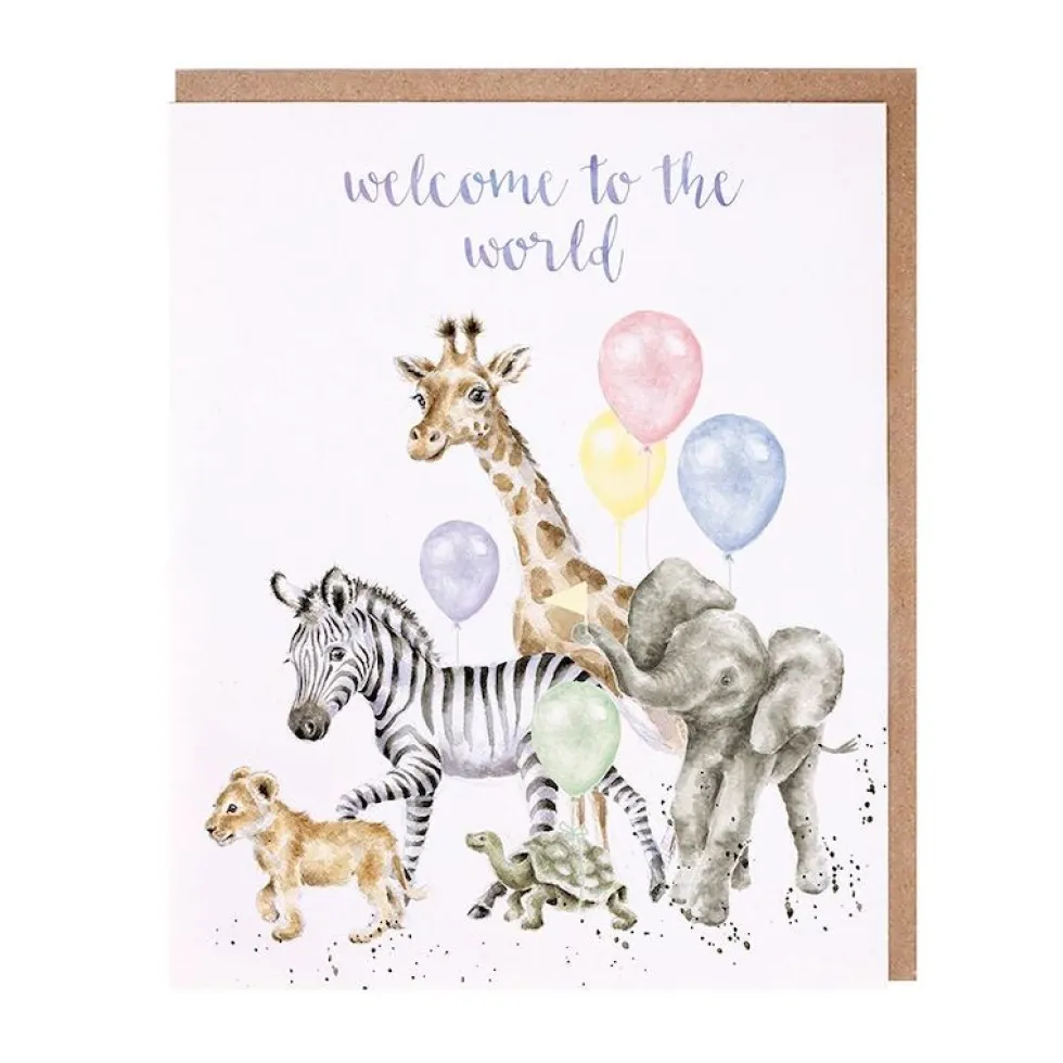 Wrendale Designs Eläin poikkaiset - onnittelukortti vauvalle